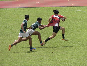 Children playing on field