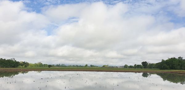 Scenic view of lake against sky