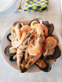 High angle view of food in plate