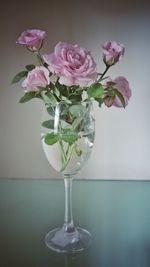 Close-up of flower vase on table