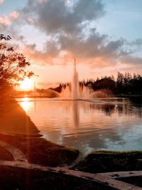 Scenic view of lake during sunset