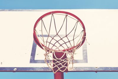 Low angle view of basketball hoop against sky