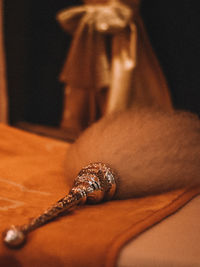 Close-up of woman on table