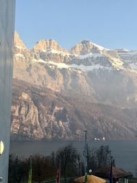 Scenic view of mountains against clear sky