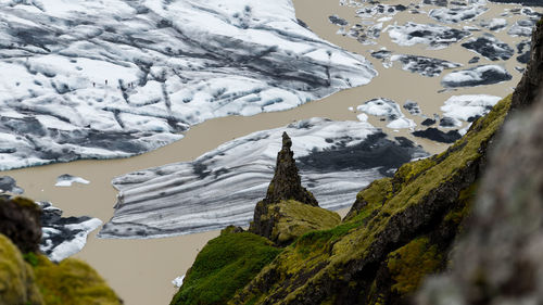 Aerial view of snowcapped mountains