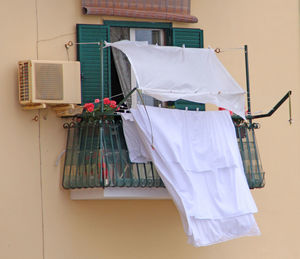 Clothes hanging at the balcony