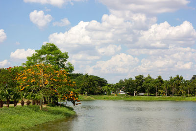 Scenic view of lake against sky