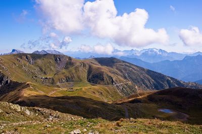 Panoramic view of landscape and mountains against sky