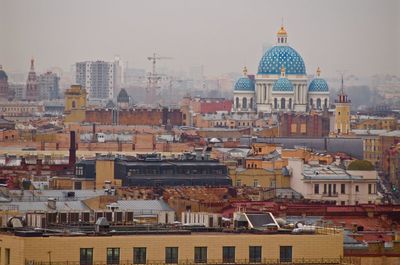 High angle view of buildings in city