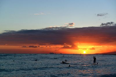 Scenic view of sunset over sea