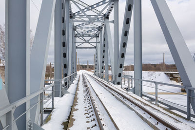 View of railroad tracks in winter