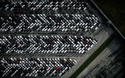 Aerial view of vehicle parked at parking lot