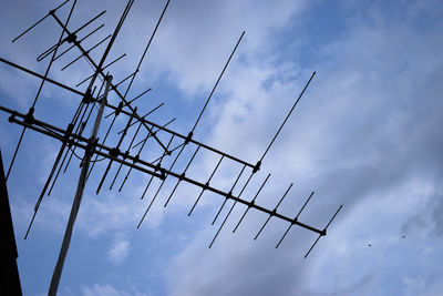 Low angle view of power lines against sky