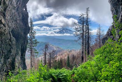 Panoramic view of landscape and mountains against sky