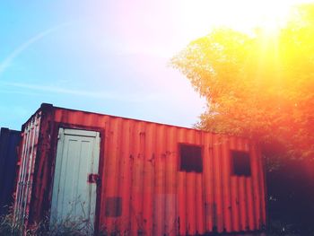 Red building against sky