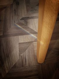 High angle view of wooden staircase at home
