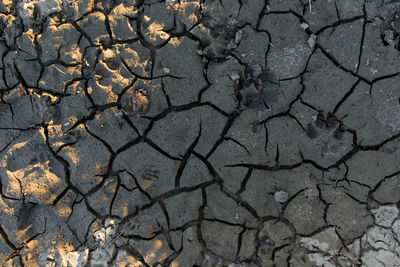 High angle view of cracked land