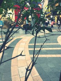 View of footpath in city