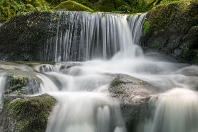 Long exposure of a waterfall on the hoar oak water river flowing through the woods at watersmeet 