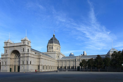 Exterior of royal exhibition building against blue sky