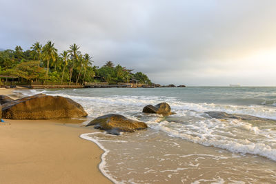 Paradisiac beach at afternoon on ilhabela island 