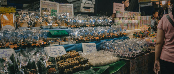 Various food products for sale in market