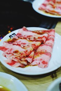 High angle view of breakfast served on table