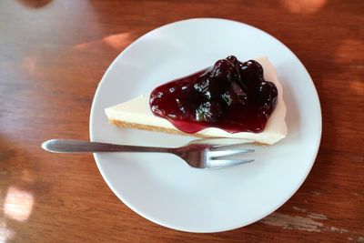 Close-up of dessert in plate on table