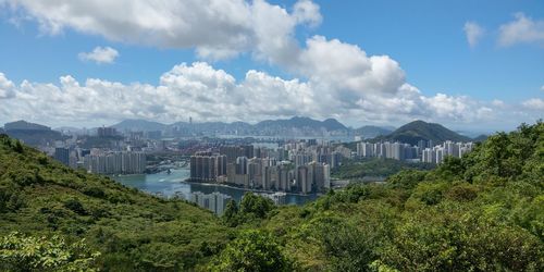 Panoramic view of cityscape against sky