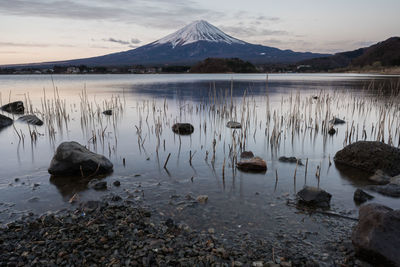 Scenic view of lake against sky