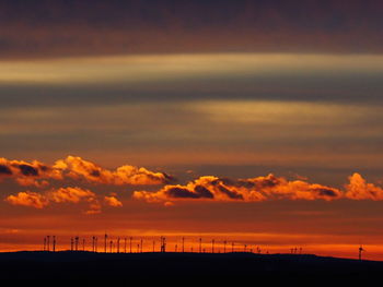 Scenic view of silhouette landscape against sky during sunset