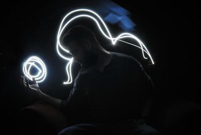 Blurred motion of people at night