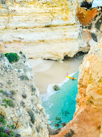 Scenic view of rock formation in water