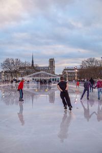 Silhouette of woman in water