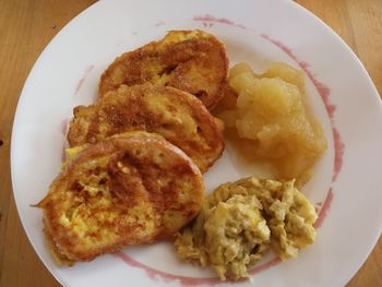 High angle view of serving food in plate