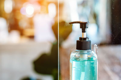 Close-up of glass bottles