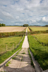 Road amidst field against sky