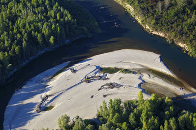 Aerial photo of gravel bars on the drava river