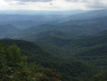 High angle view of mountains against sky