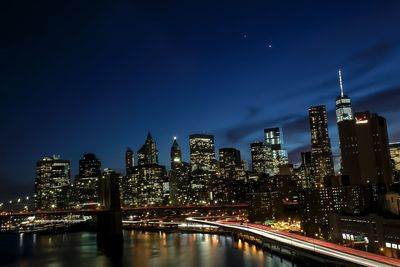 City lit up at night