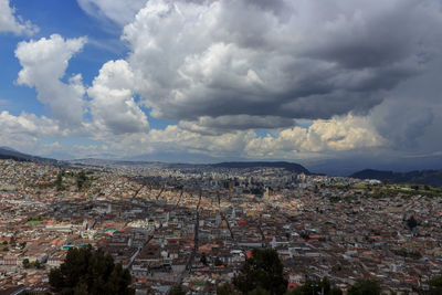 High angle view of townscape against sky