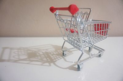Shopping cart on table at home
