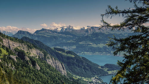 Scenic view of mountains against sky