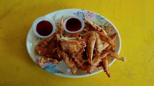 High angle view of meal served in plate