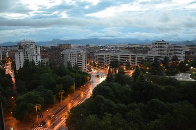 High angle view of city buildings against sky pamplona 