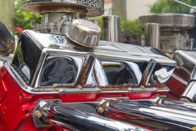 Close-up of vintage car on table