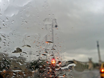 Close-up of raindrops on glass window