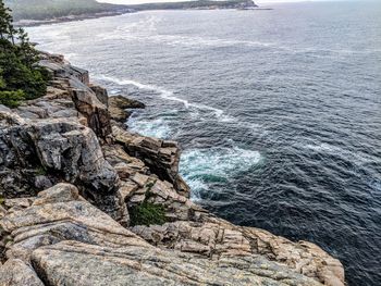 High angle view of rocks on beach