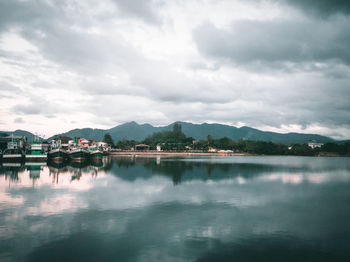 Scenic view of lake against sky