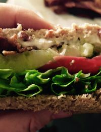 Close-up of sandwich served in plate